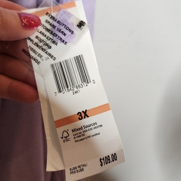 NWT Jones New York Angora Rabbit Hair Blend purple drape cardigan. 3X. - Picture 6 of 16